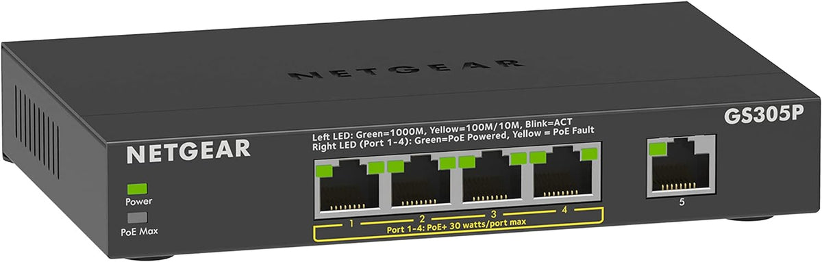 5-Port Gigabit Ethernet Unmanaged PoE Switch with 4 x PoE+ @ 83W M980679