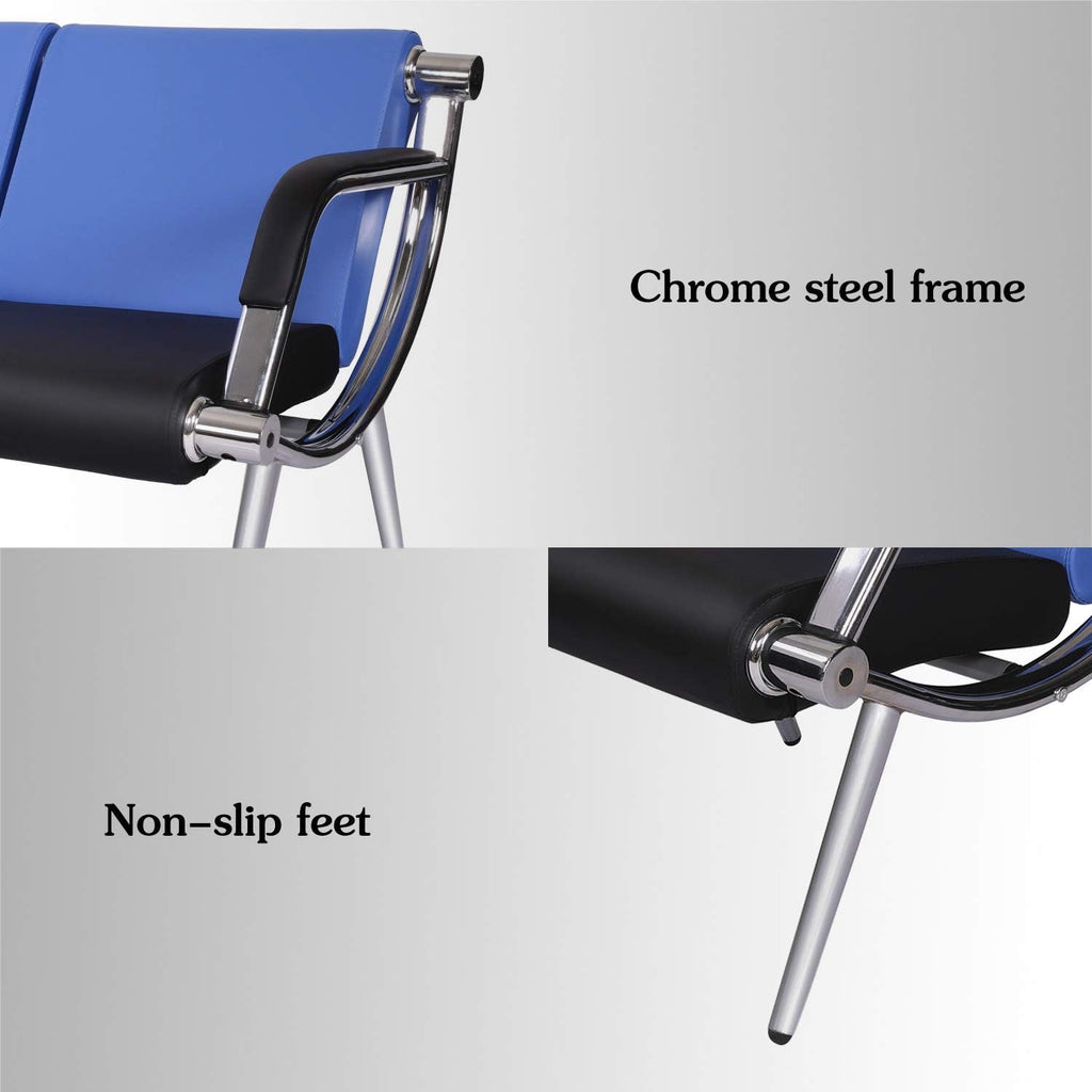 Blue PU Leather 2-Seat Reception Chair Q6365