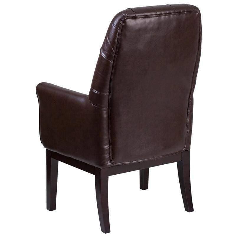 Brown Tufted Leather Side Reception Chair T1200