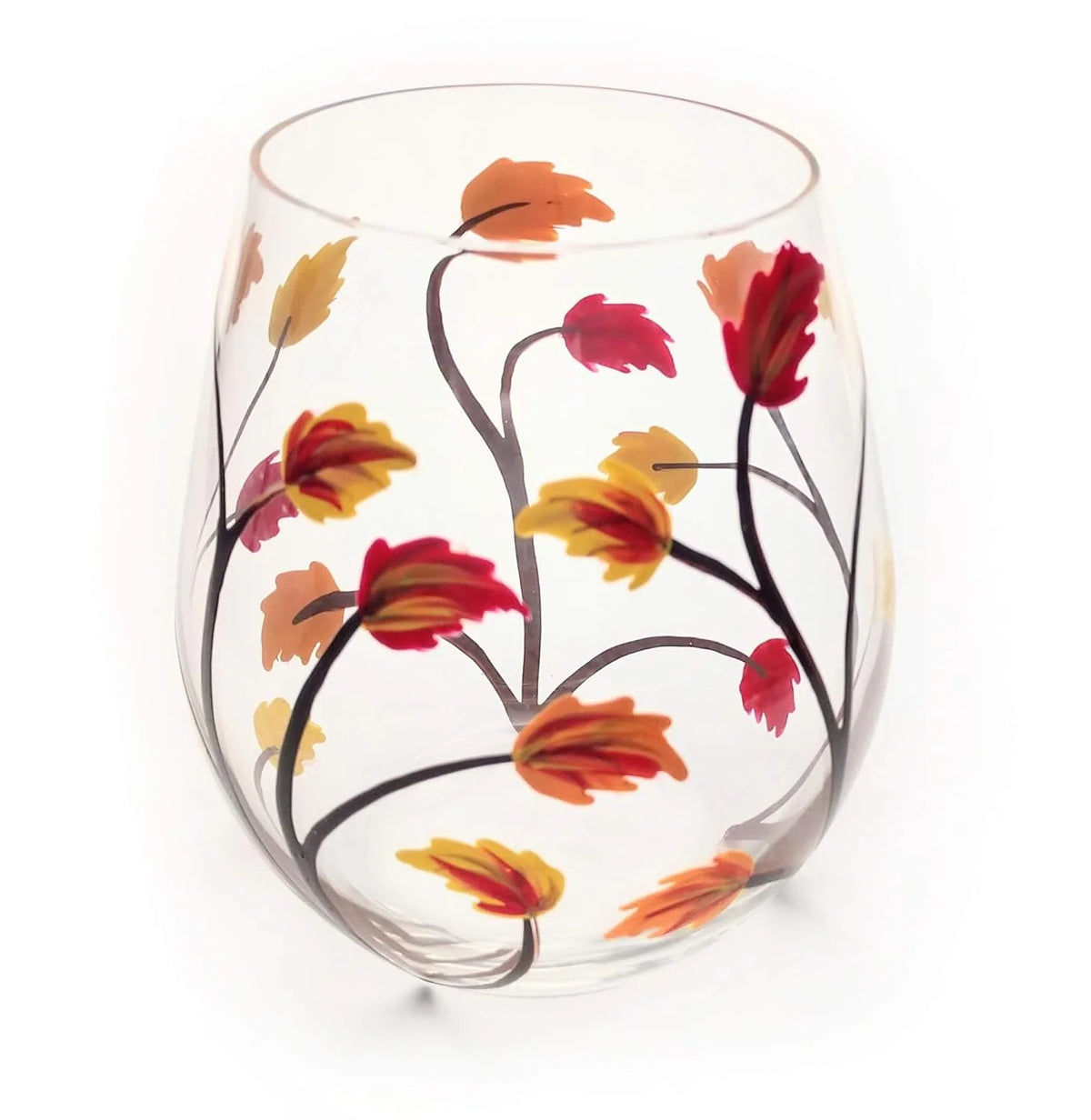 Stemless Hand Painted Wine Glass 18 Ounce W96412