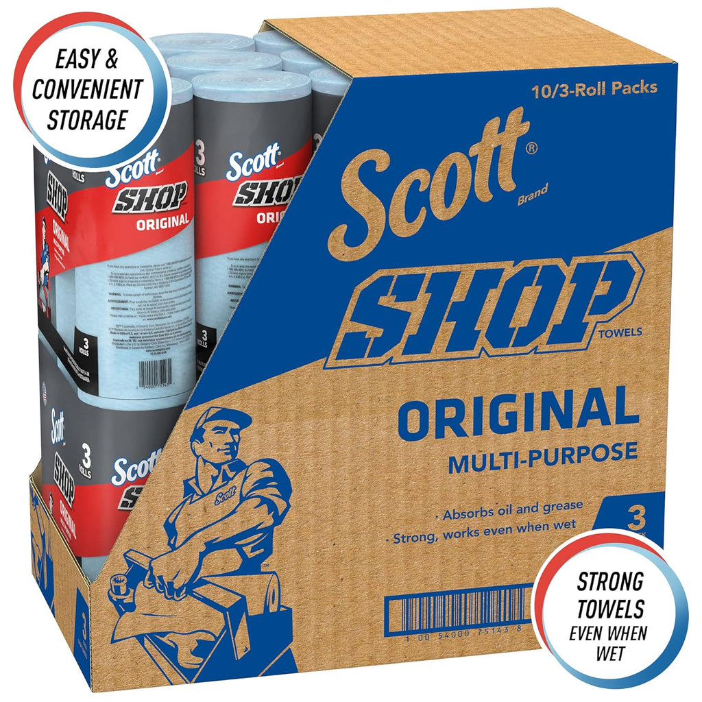 Blue Shop Towels, 55 Sheets per Roll, 30 Rolls per Case, Pack of 2 S22537