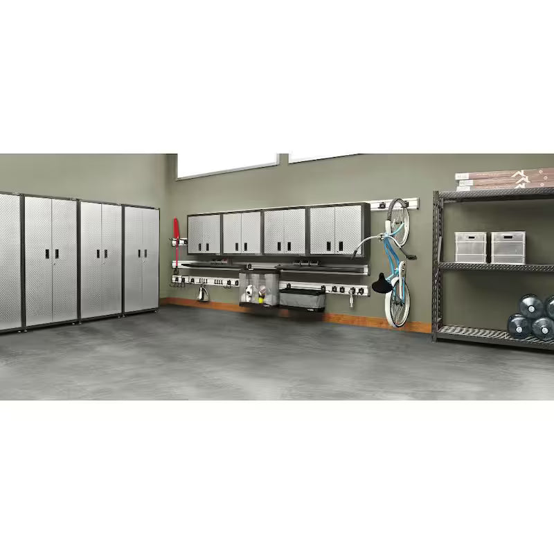 Steel Freestanding Garage Cabinet in Silver Tread E5295