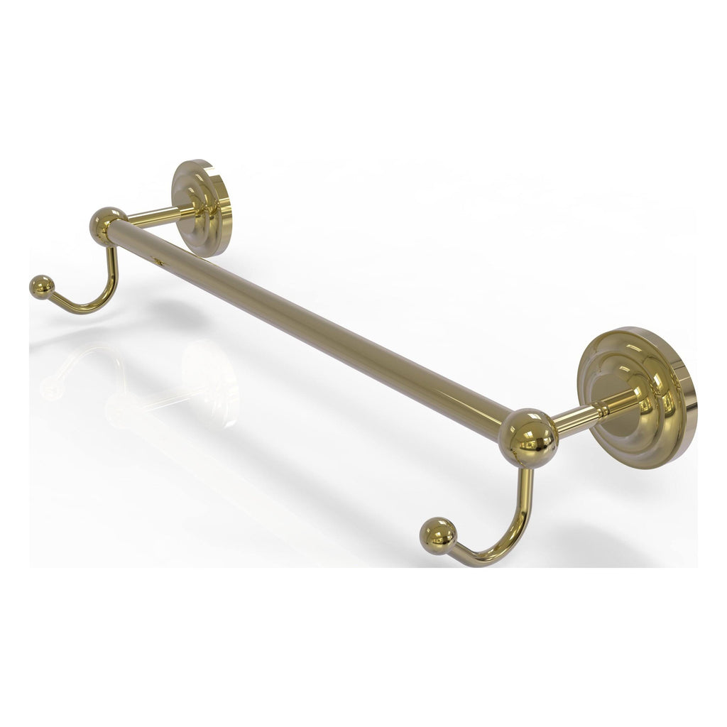 Unlacquered Brass Towel Bar with Integrated Hooks D17802