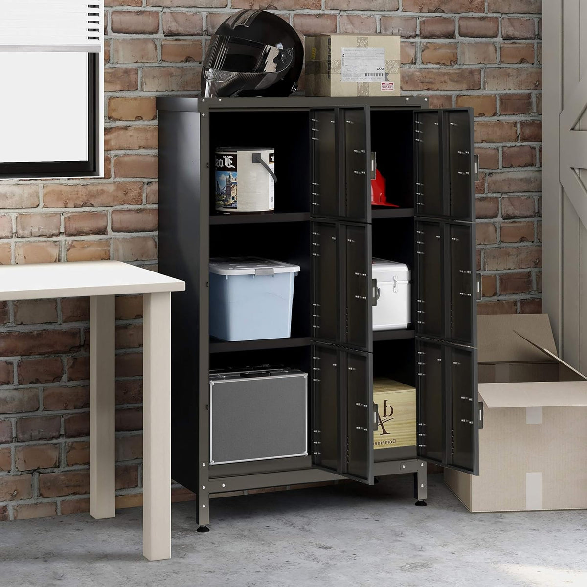 Metal Locker Storage Cabinet with Shelves and 6 Lockable Doors K22220