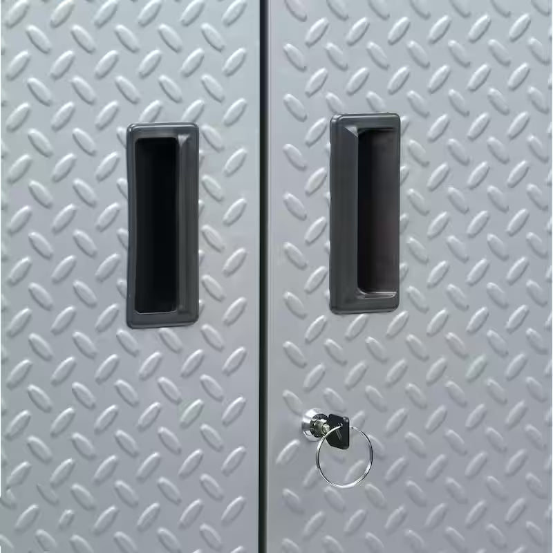 Steel Freestanding Garage Cabinet in Silver Tread E5295