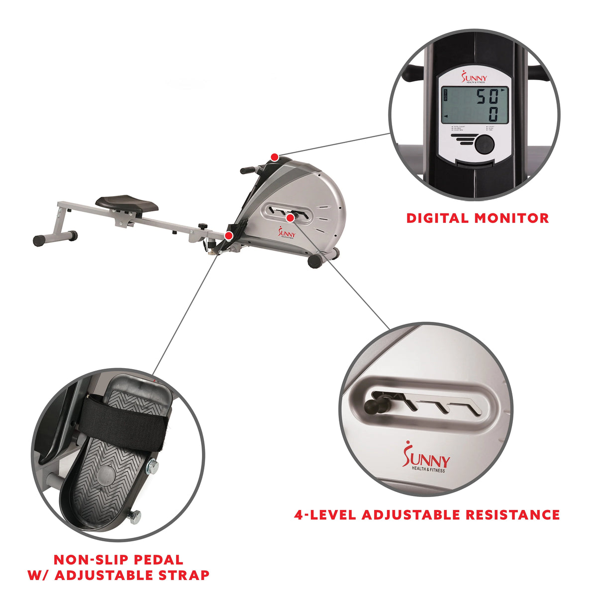 Elastic Cord Rowing Machine Rower with LCD Monitor P490
