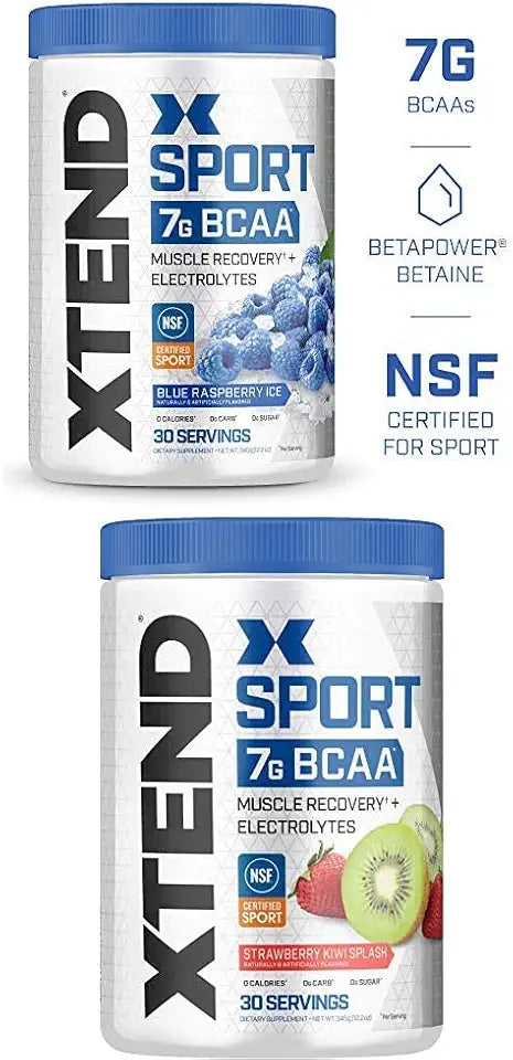 BCAA Powder Electrolyte Drink Powder Blue Raspberry & Strawberry Kiwi 30 Servings Twin Pack Z319684