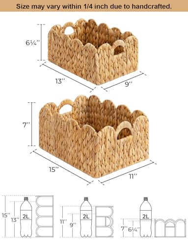 Scalloped Wicker Basket with Handles, Set of 2 N347417