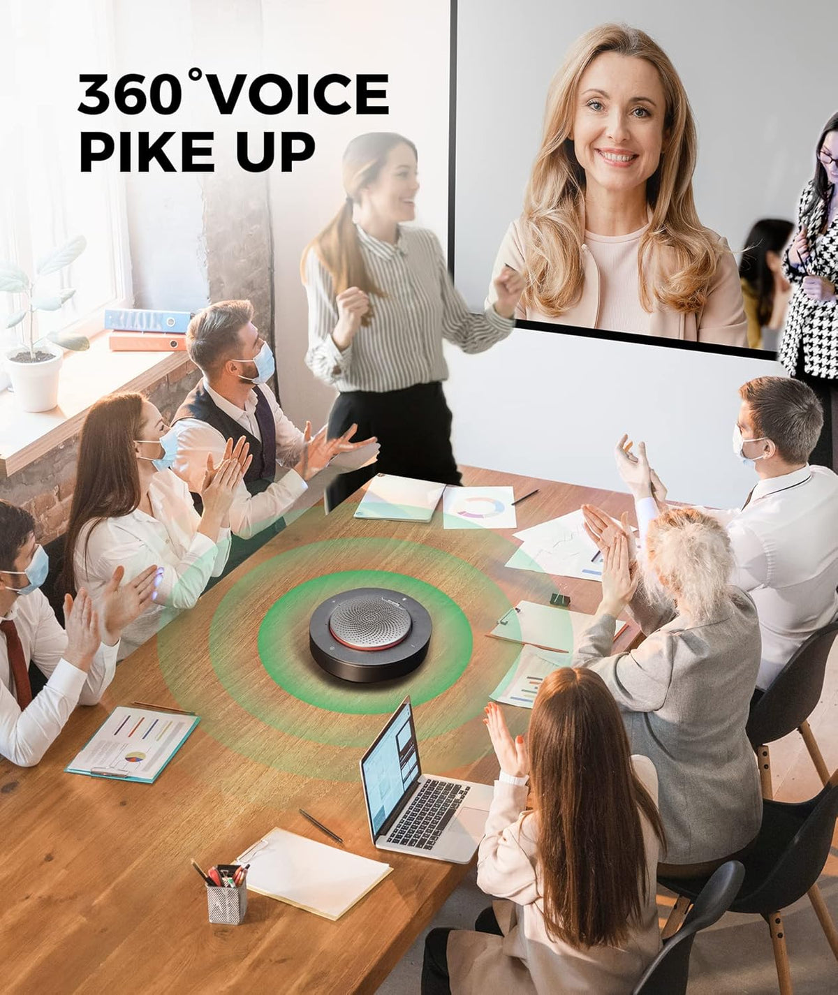 USB Conference Speakerphone with 4 Noise-canceling Mics W529