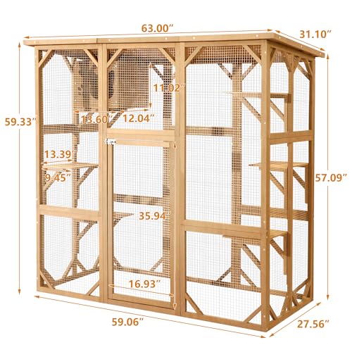 Grey Wooden Cat Enclosure with Platform F988