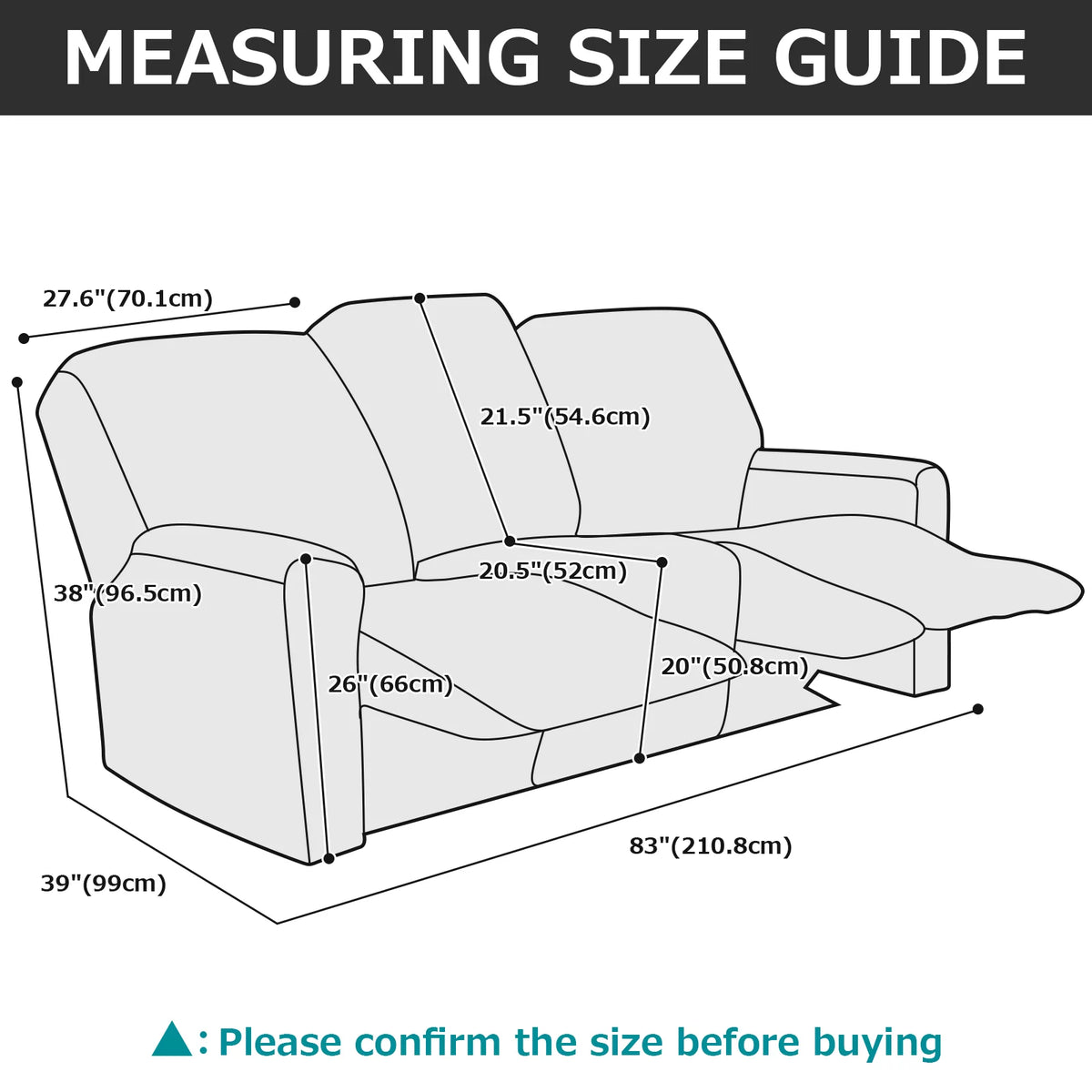 3 Seats Recliner Sofa Slipcover with Side Pocket M71267