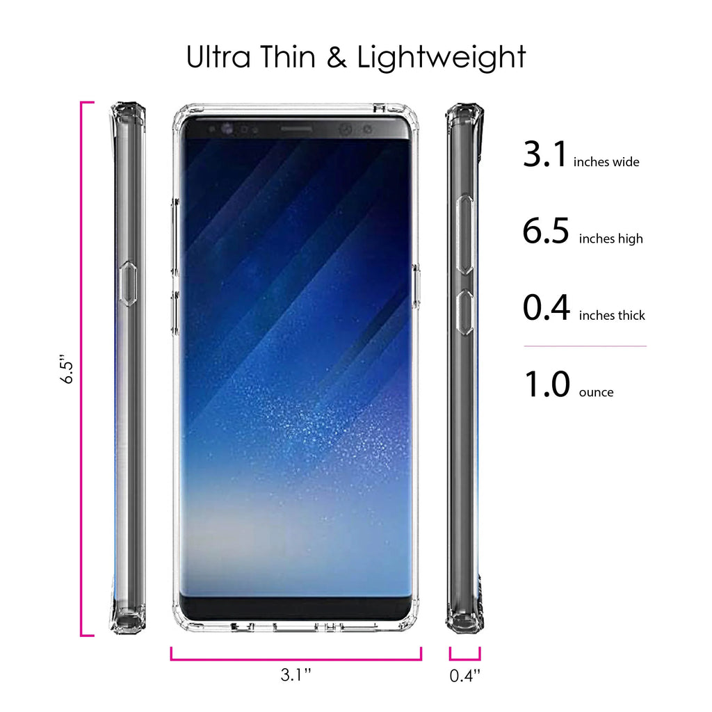 Clear Shockproof Hybrid Case for Samsung Galaxy Note 8 with Tempered Glass Screen Protector P361126