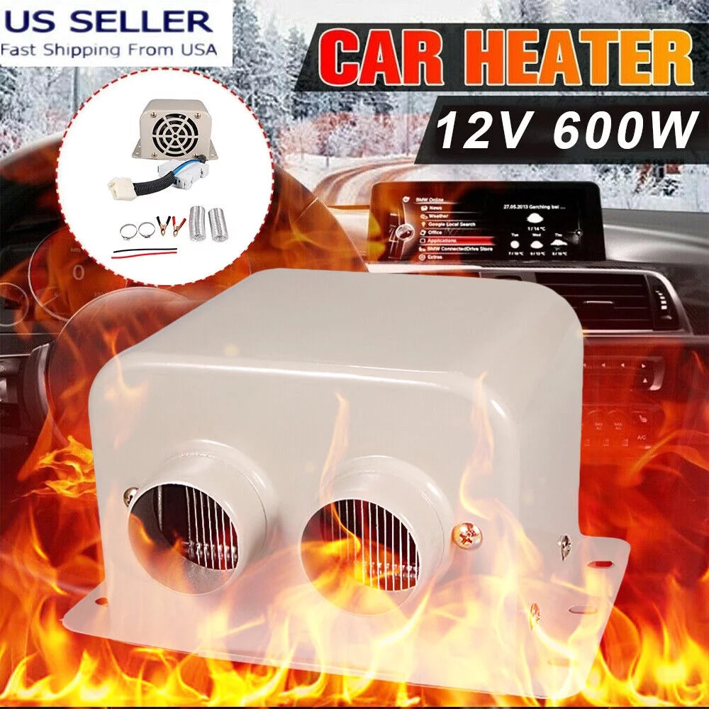 600W 12V Portable Car Heater Fan Defroster White P5143
