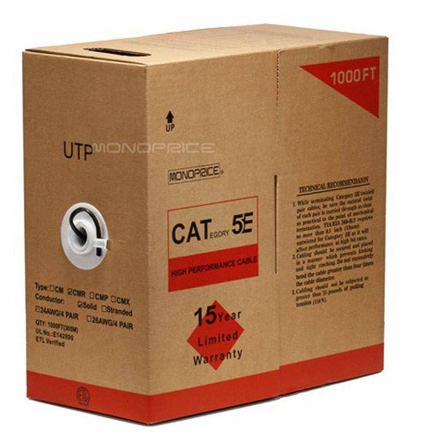 Black Cat5e UTP Solid Bulk Ethernet Cable K3607
