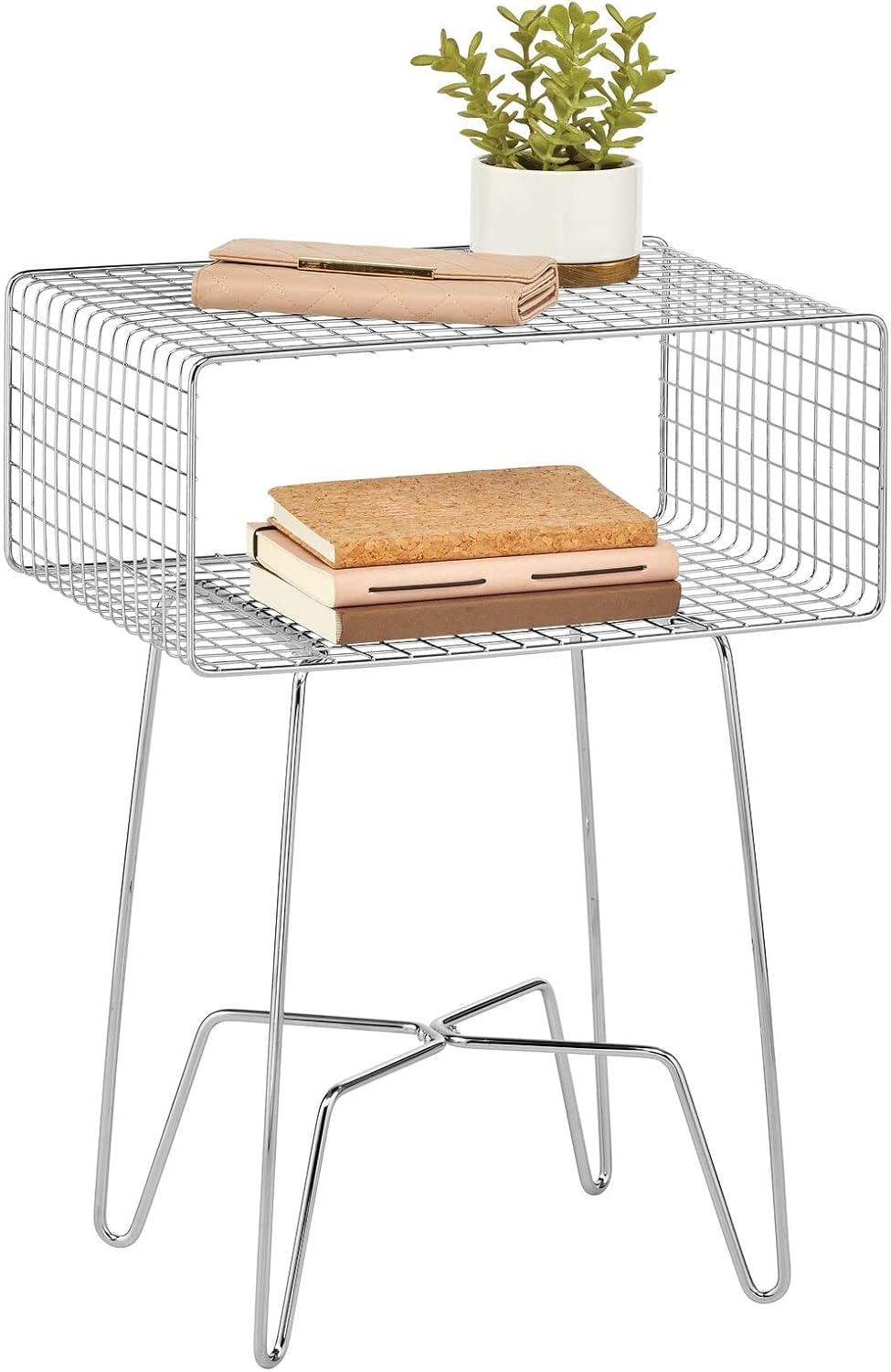 Bronze 2-Tier Metal End Table with Storage Shelf E223