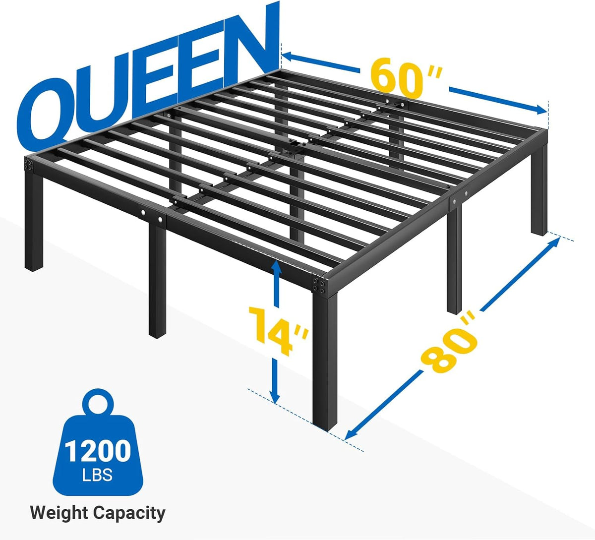 Queen Bed Frame with Storage Space Under Bed X8477