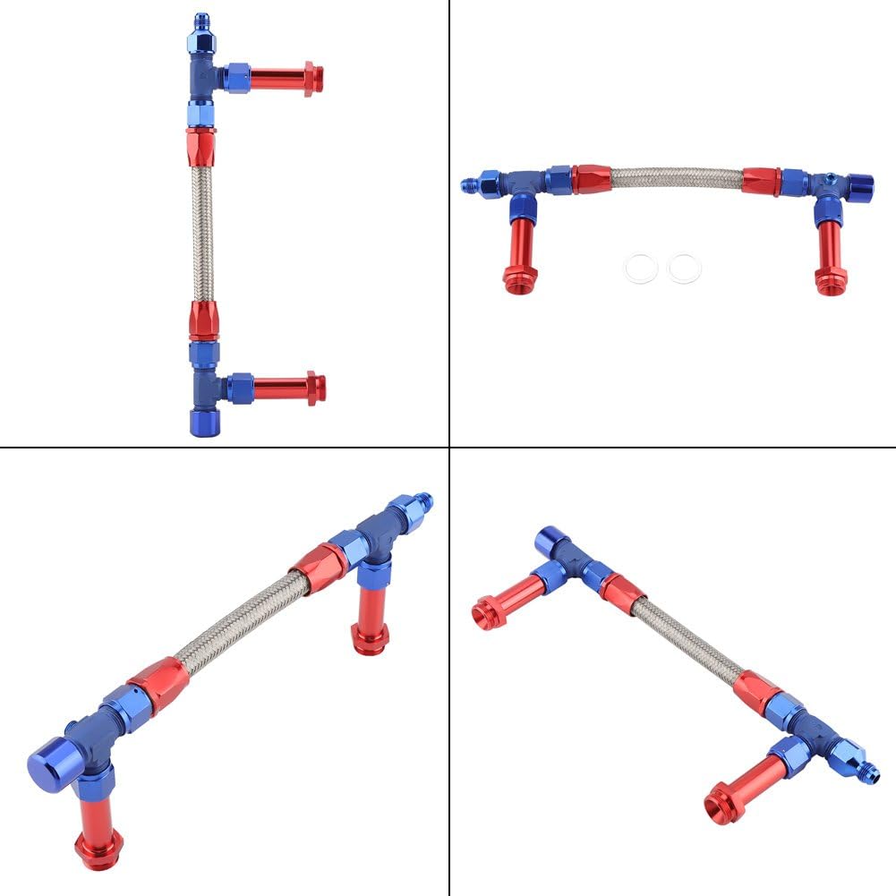 4150 Braided Dual Feed Fuel Line Kit with AN6 Adapter Aluminum Pack of 2 T452
