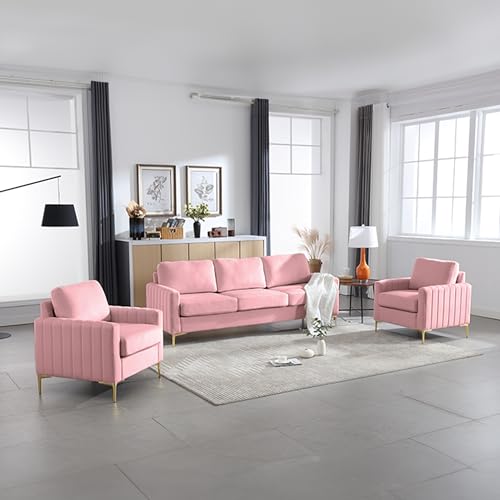 Black Velvet 3 Piece Sofa Set D275331