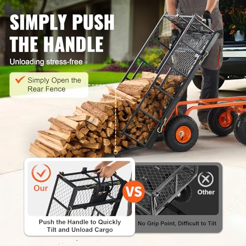 400lbs Steel Garden Dump Cart with Removable Sides S8711