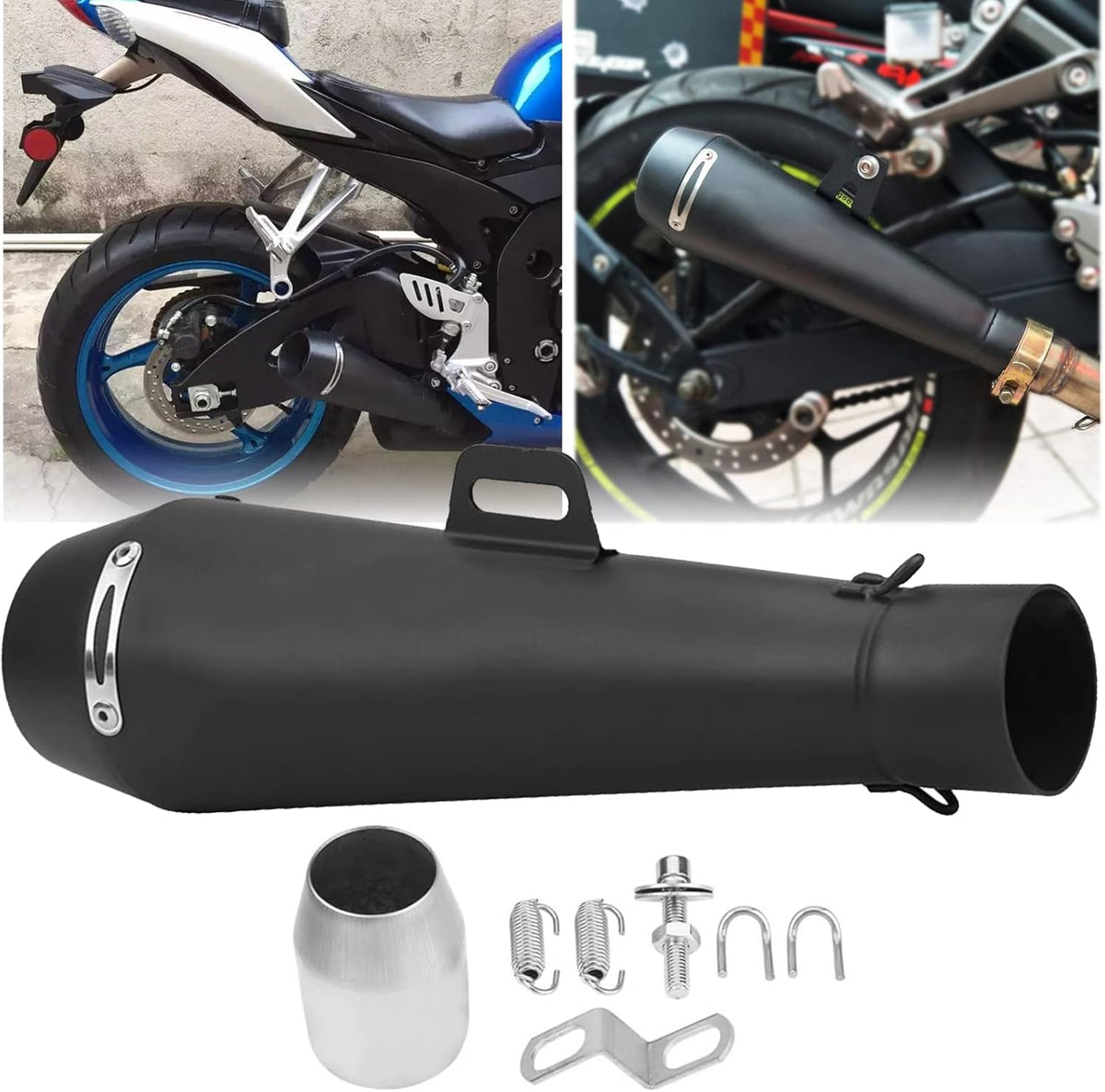 Motorcycle Slip On Exhaust Muffler Tail Pipe 51mm Universal W201