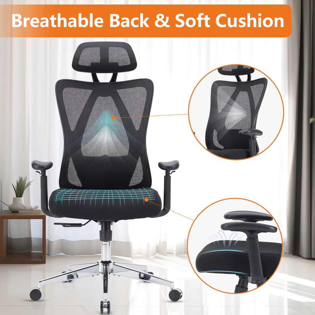 Ergonomic Office Chair with Adjustable Headrest and Lumbar Support C16680