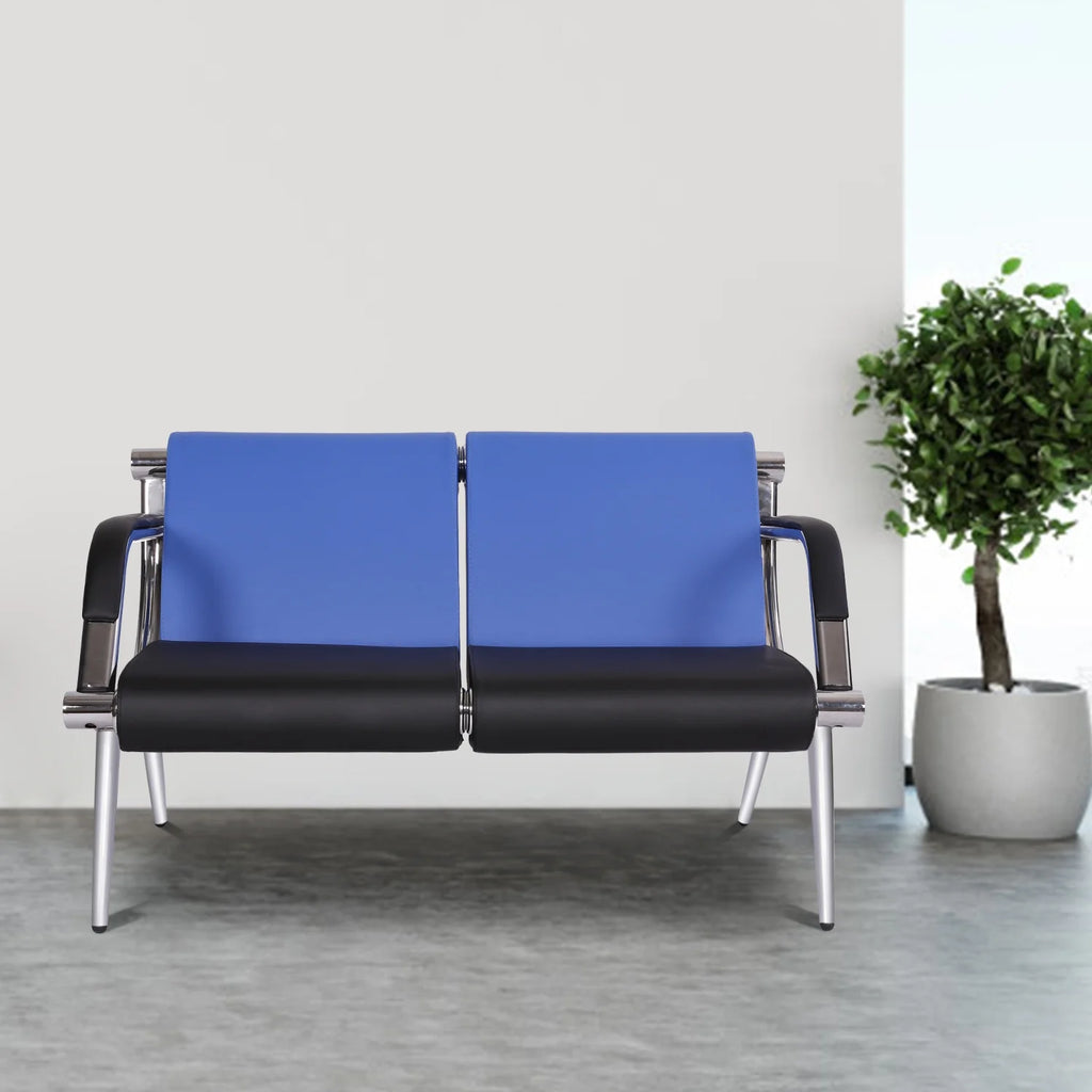Blue PU Leather 2-Seat Reception Chair Q6365