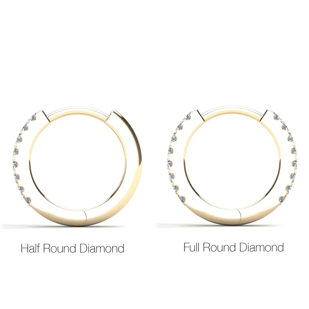 14K Solid Gold Diamond Hoop Earring T905