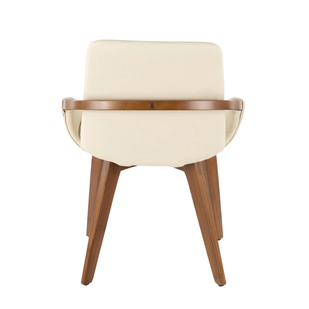 Mid-Century Chair in Walnut and Cream Faux Leather I822368