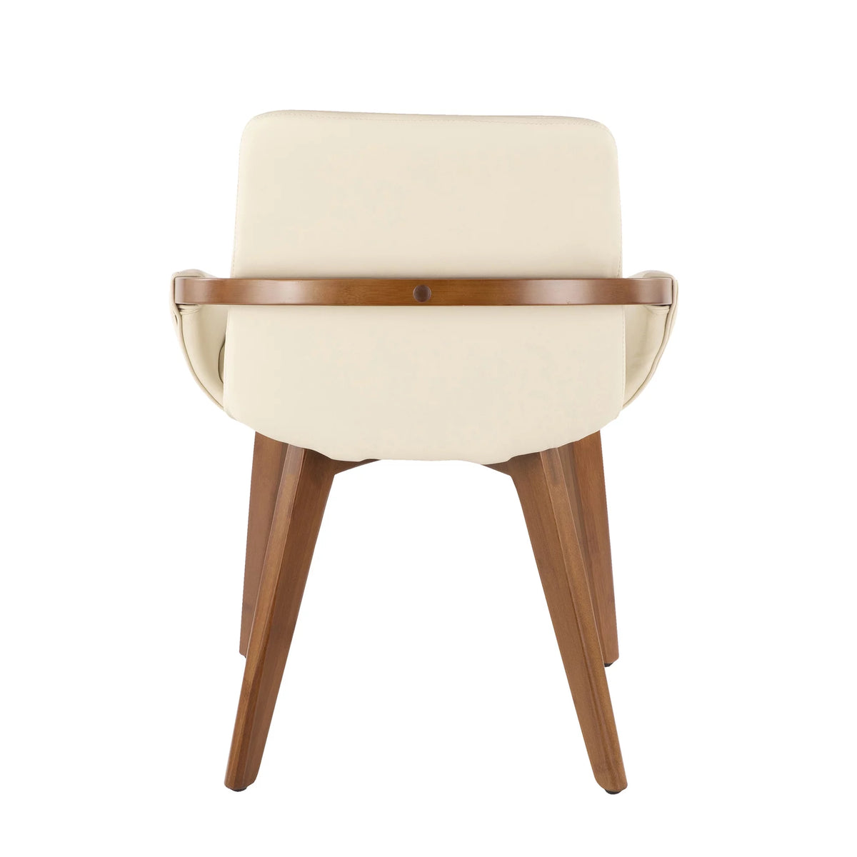Mid-Century Chair in Walnut and Cream Faux Leather I822368
