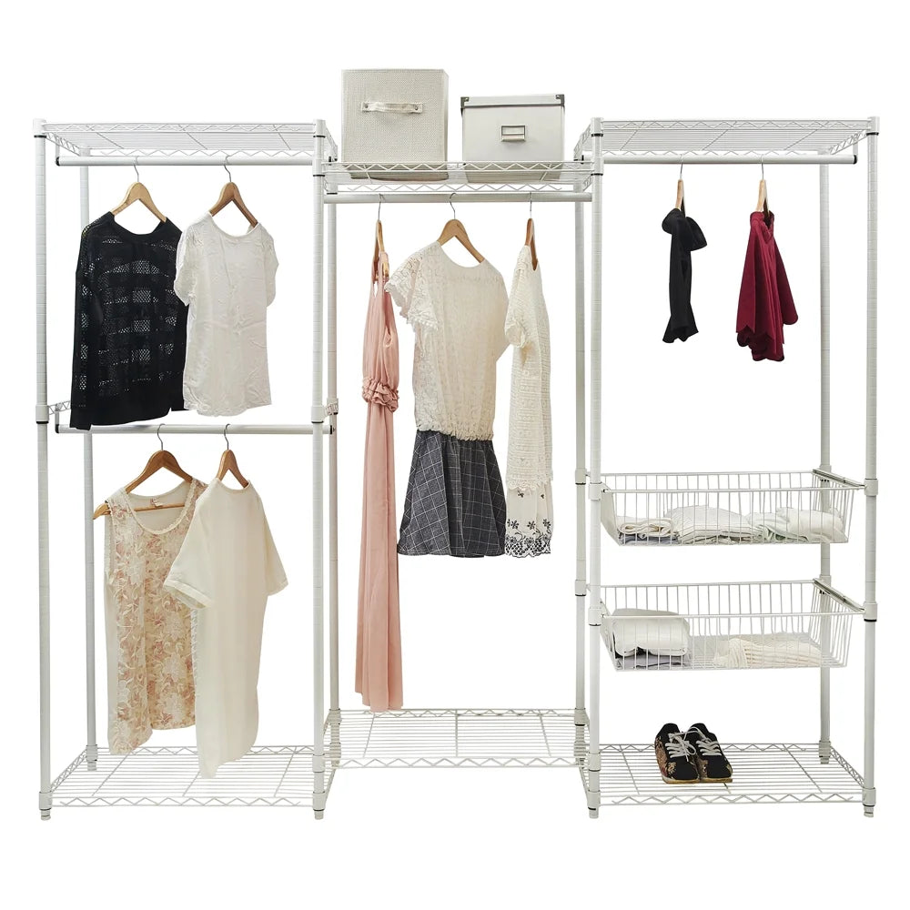 89"L Freestanding Closet Storage Organizer White R5634