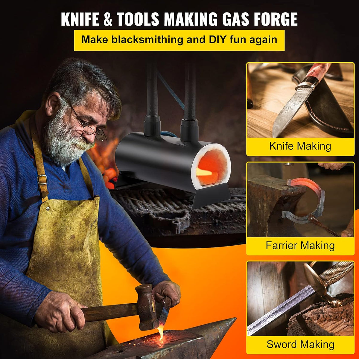 Portable Propane Knife Forge with Dual Burners N247