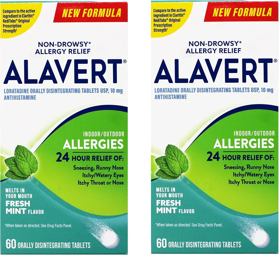 24 Hour Non-drowsy Loratadine 10mg Allergy Tablets 60 Count 2 Pack Y9628