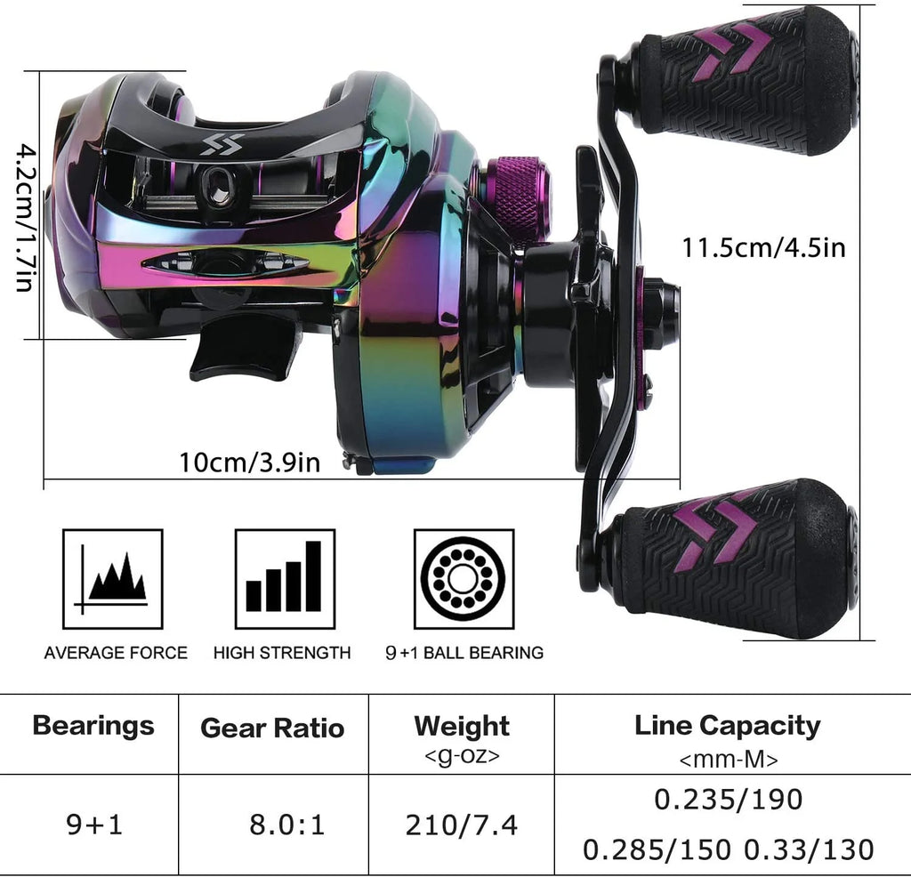 Colorful Bait Casting Reel 9+1BB with Magnetic Braking System K8658