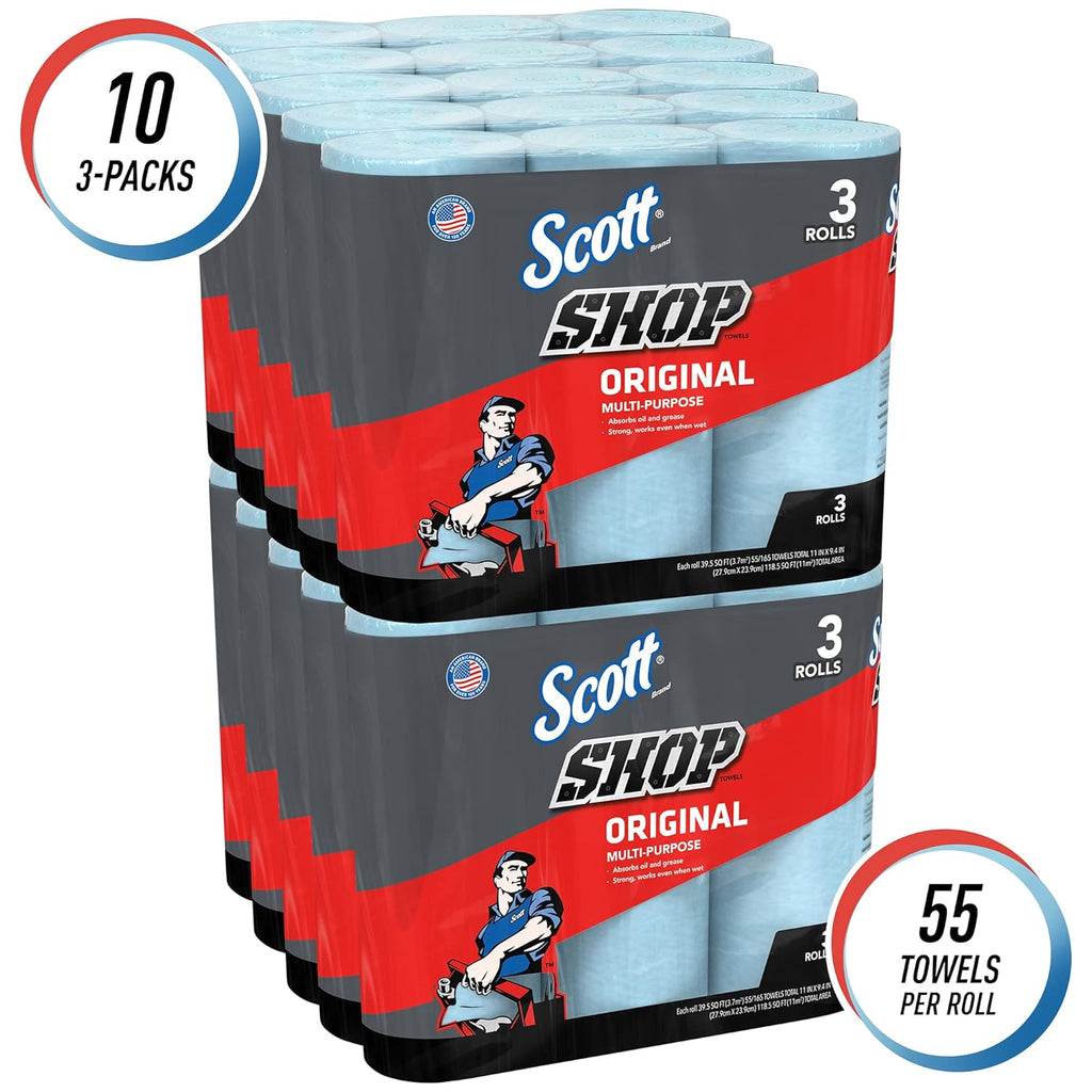 Blue Shop Towels, 55 Sheets per Roll, 30 Rolls per Case, Pack of 2 S22537