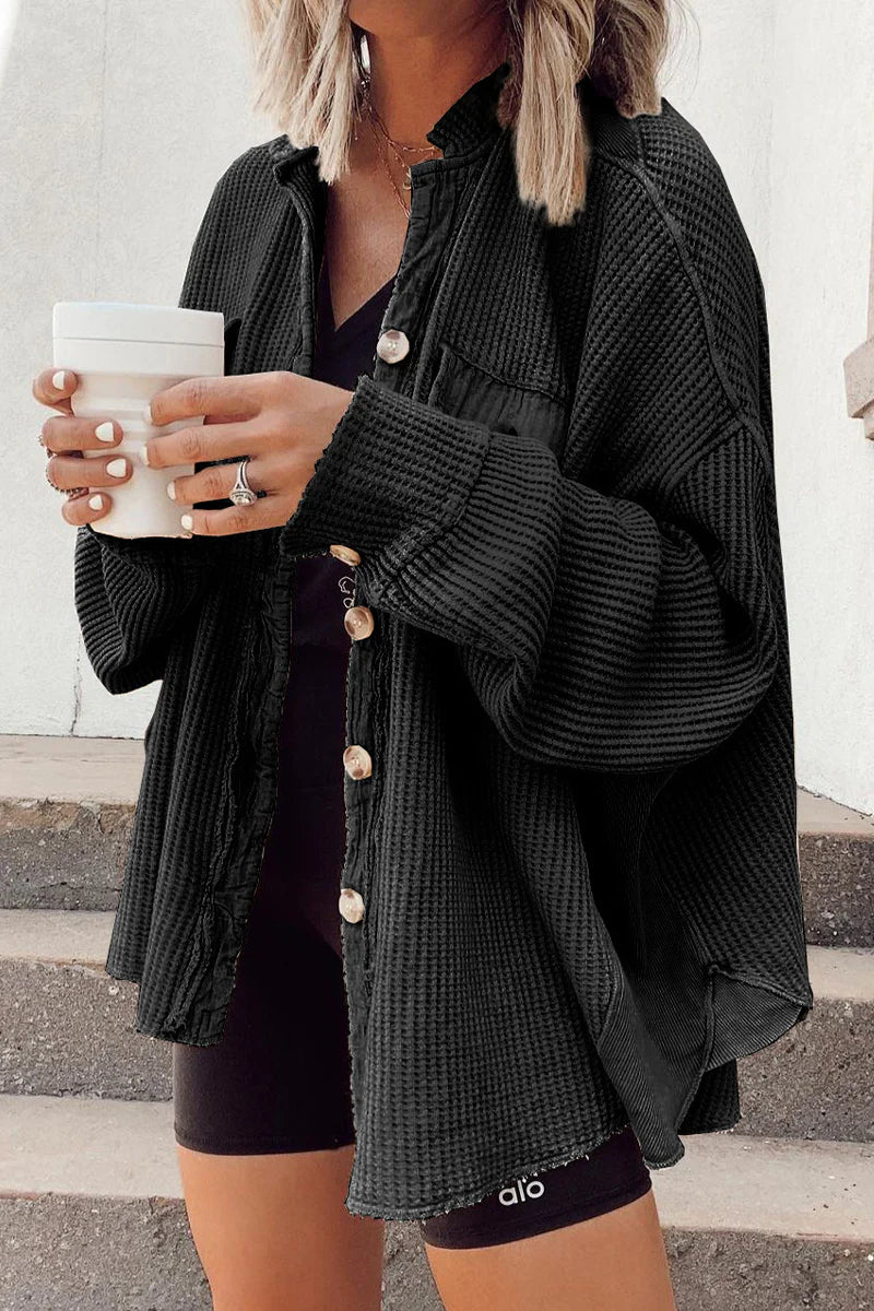Solid Patchwork Turndown Collar Outerwear S45999
