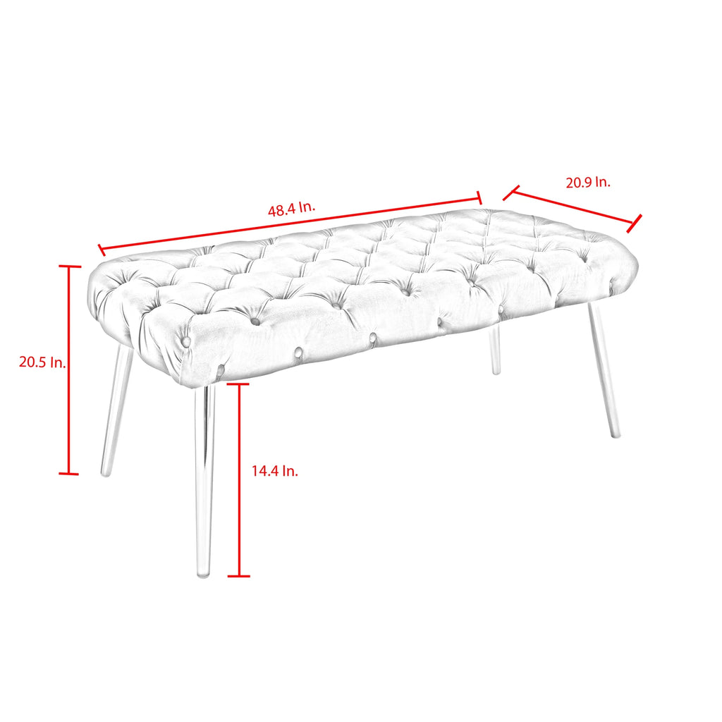 Fuchsia/Gold Velvet Bench with Metal Legs I680934