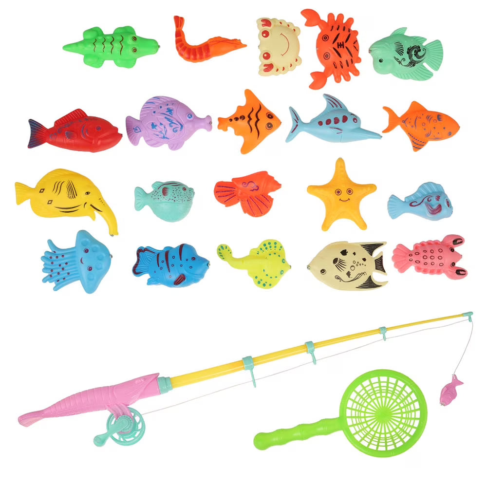22Pcs Magnetic Fishing Toy Game with Plastic Fishing Rod I326