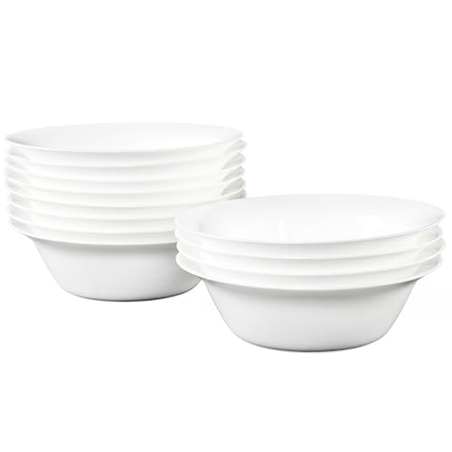 20 OZ Tempered Glass White Soup Bowls Set of 8 H9121
