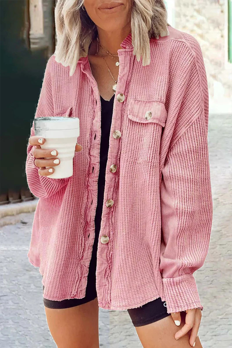 Solid Patchwork Turndown Collar Outerwear S45999