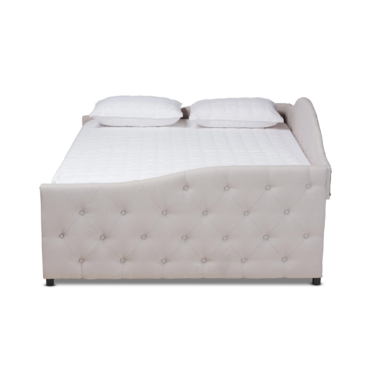 Beige/Black Upholstered Daybed with Trundle J701273