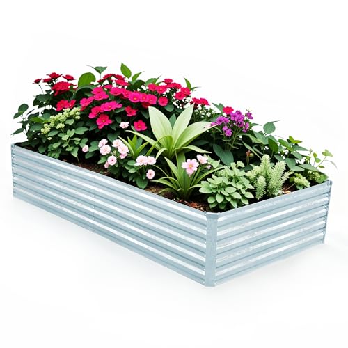 Galvanized Raised Garden Bed 8x4x1.5FT Metal Deep Planter R46674