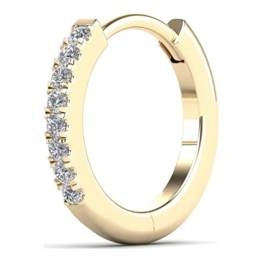 14K Solid Gold Diamond Hoop Earring T905