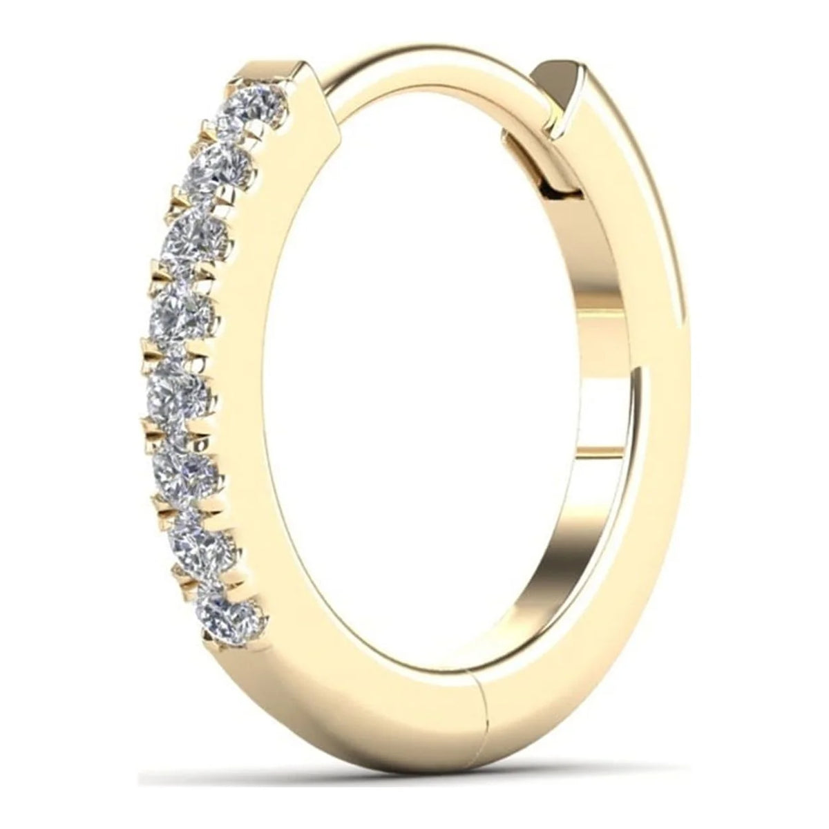 14K Solid Gold Diamond Hoop Earring T905