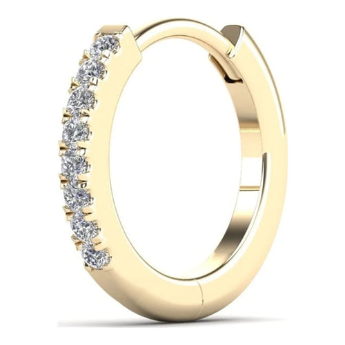 14K Solid Gold Diamond Hoop Earring T905