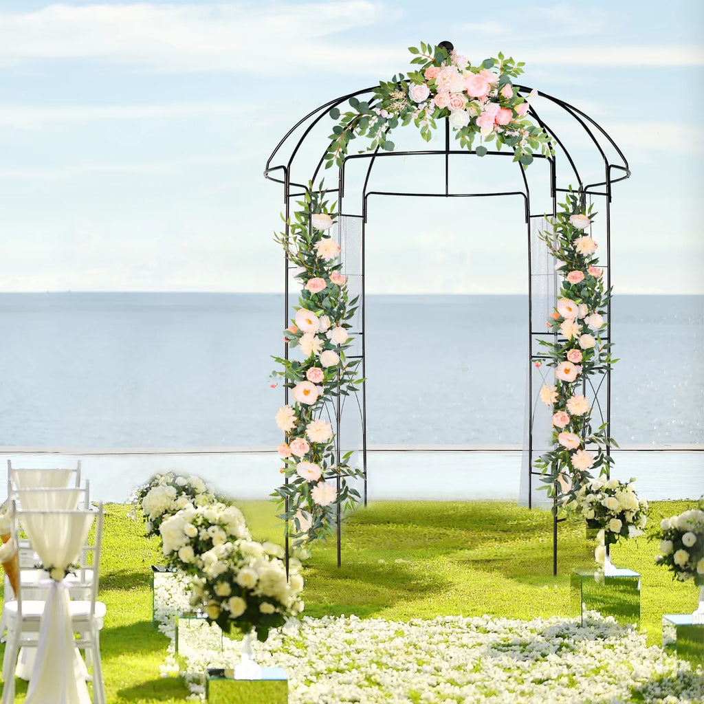 Black Outdoor Trellis Planter with Stakes U156