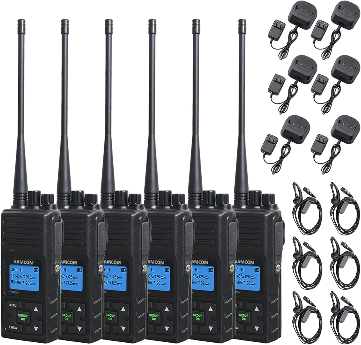 Black 2 Pcs Heavy Duty UHF Two Way Radios with Earpiece T19116