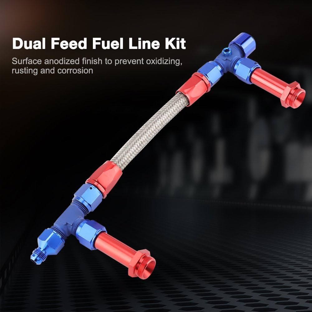 4150 Braided Dual Feed Fuel Line Kit with AN6 Adapter Aluminum Pack of 2 T452