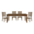 5pc Wooden Dining Table Set with Fabric Upholstered Chairs Q443816