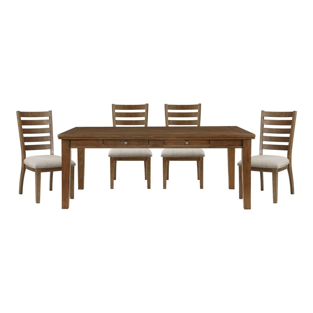 5pc Wooden Dining Table Set with Fabric Upholstered Chairs Q443816