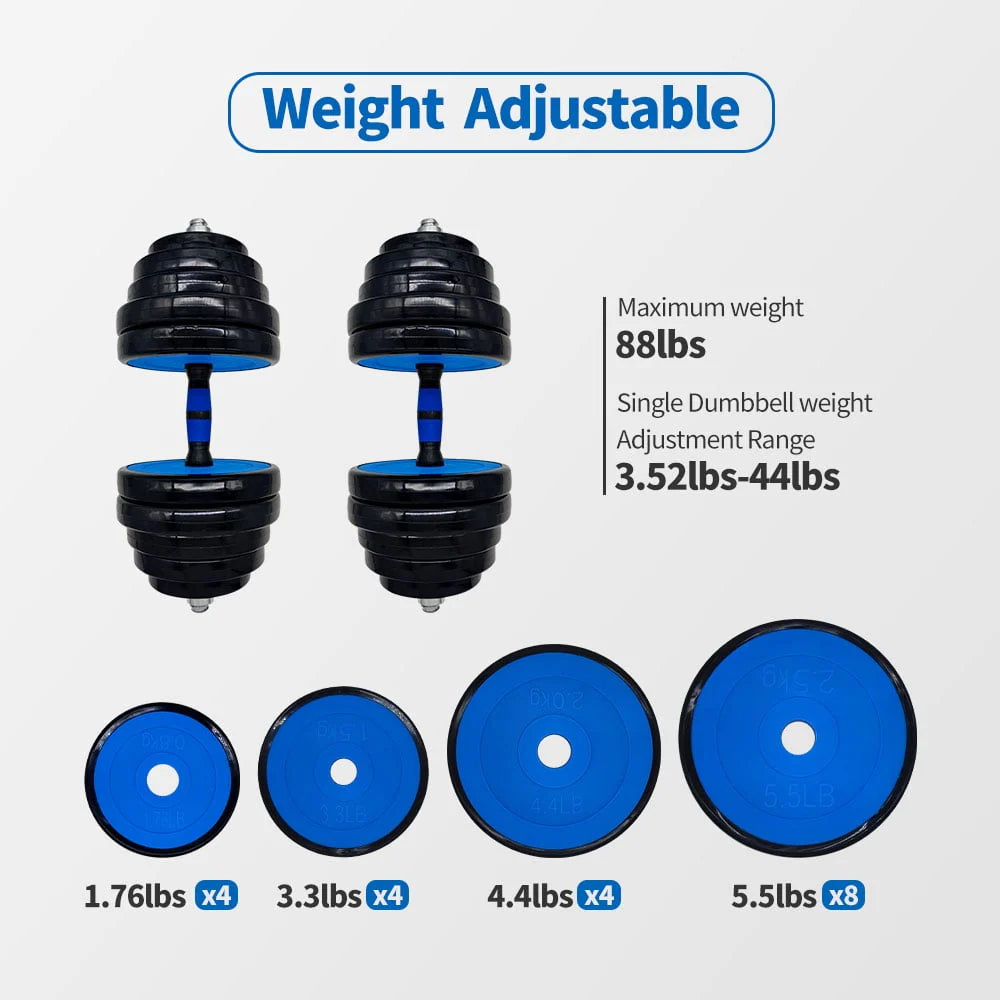 88 Lbs Adjustable Dumbbell Set with Connecting Rod P90913